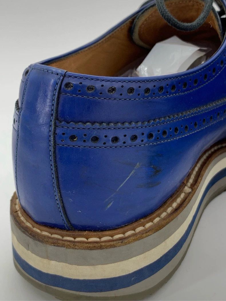 Prada Prada Size 43 Brogue Carved Blue Wedge Leather Shoes Size US 9.5 / EU 42-43 - 9 Thumbnail
