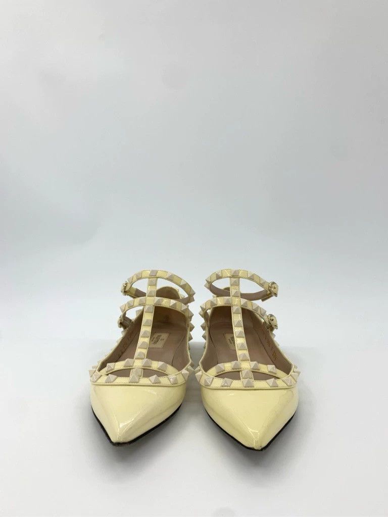 Valentino Valentino Size 37.5 Studs Design Yellow Patent Leather Flat Casual Shoes Size US 6 / IT 36 - 3 Thumbnail