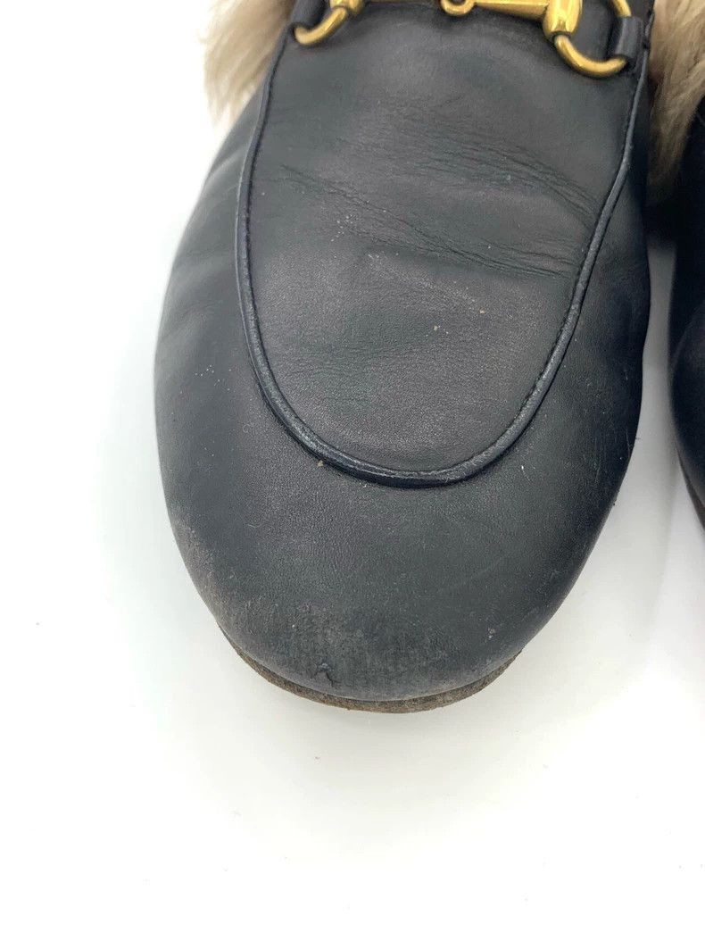 Gucci Gucci Size 38 Black Horsebit Fur Trim Loafers Size US 5.5 / EU 38 - 8 Thumbnail