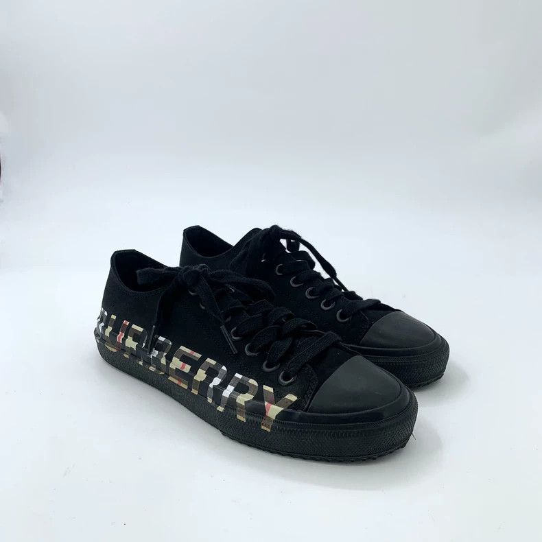 Burberry Burberry Size 38.5 Black Checkered Logo Printed Laced Casual Sneakers Size US 6 / EU 39 - 2 Thumbnail