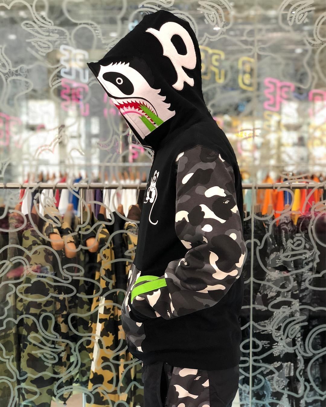 BAPE City Camo Shark Full Zip Hoodie White/Black Men's - US