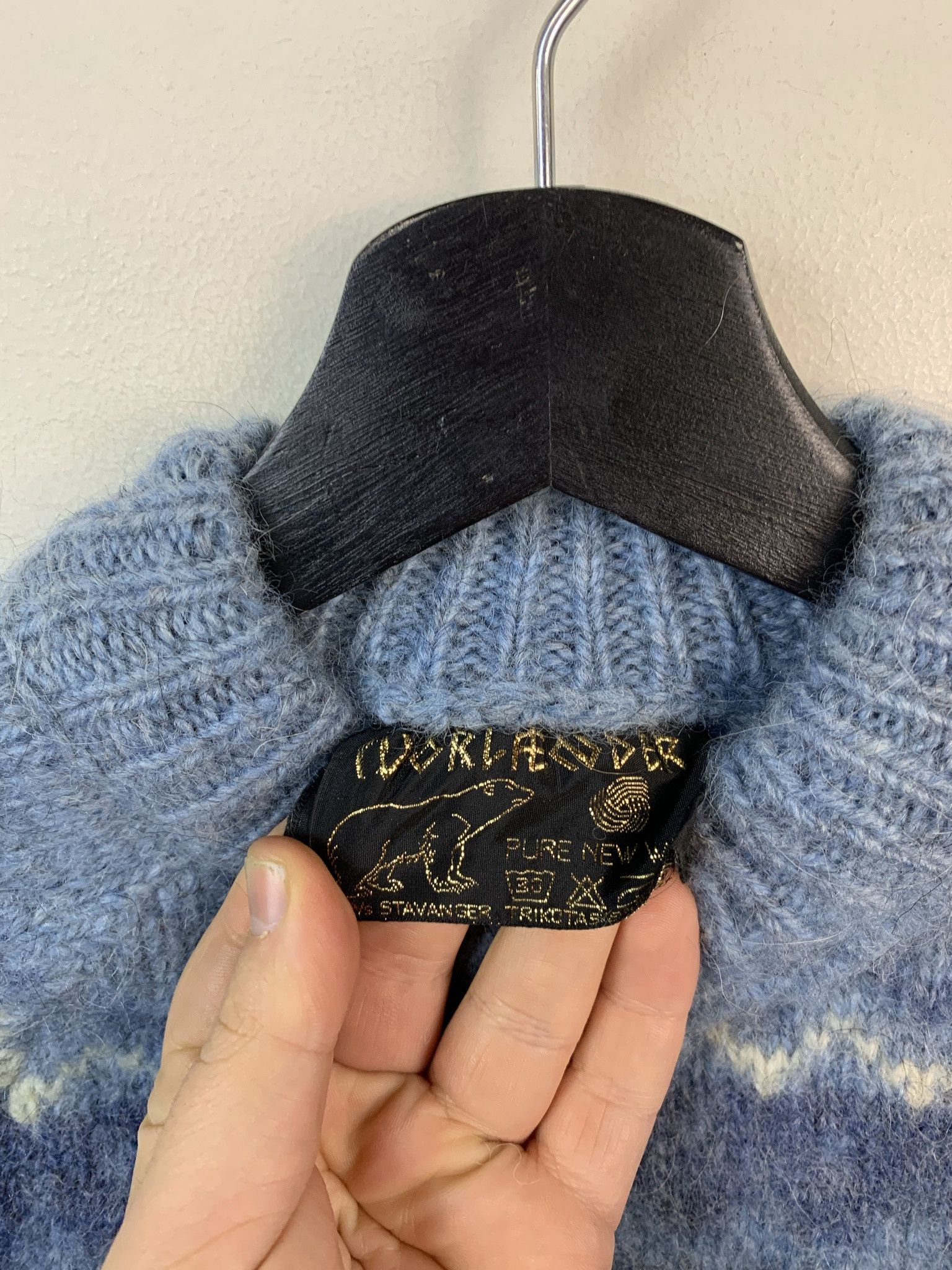 Vintage Vintage Sweater 1990s Knit Blue Ring Neck Wool Mohair Knit Sweater Size S Size US S / EU 44-46 / 1 - 3 Thumbnail
