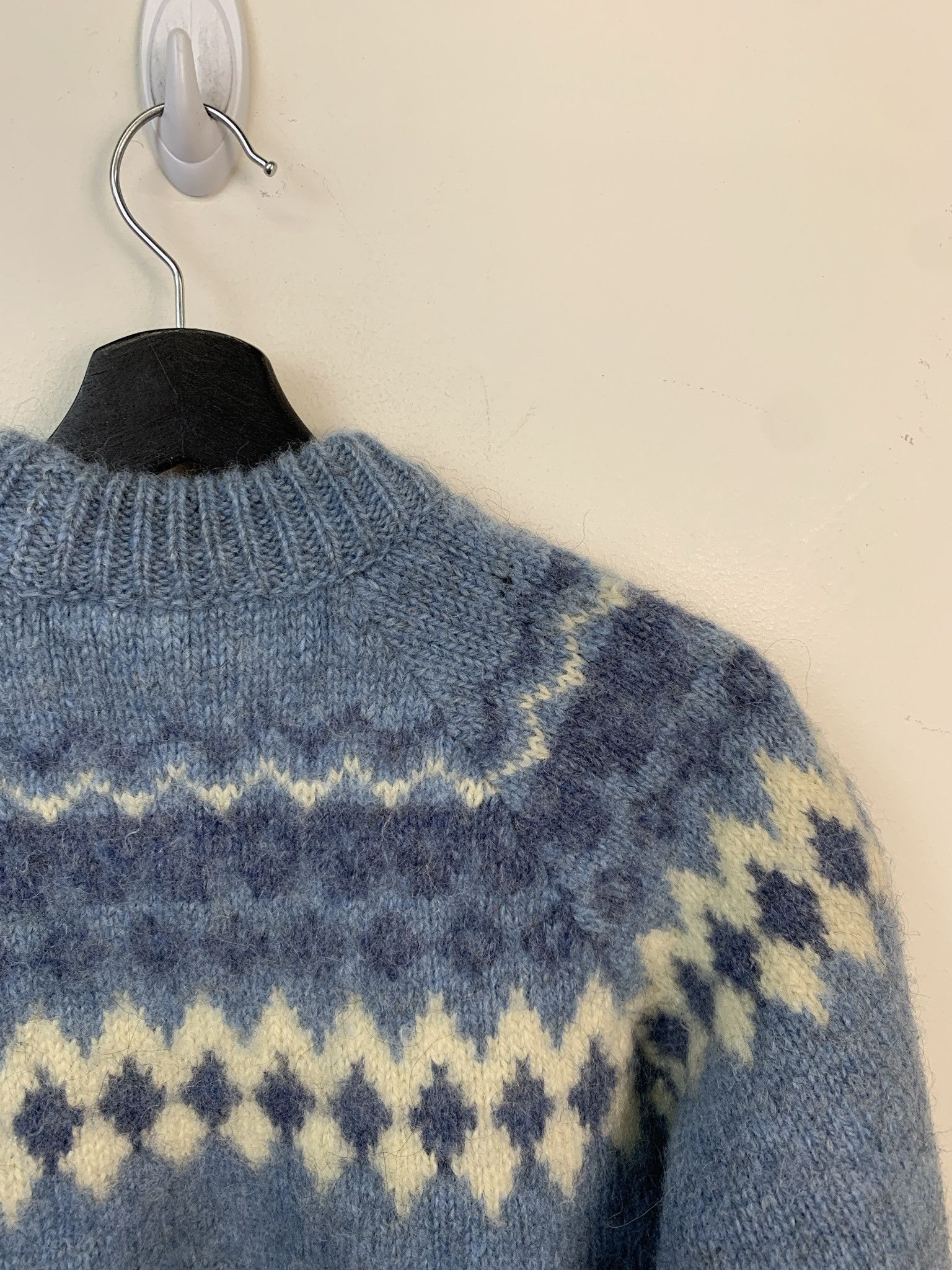 Vintage Vintage Sweater 1990s Knit Blue Ring Neck Wool Mohair Knit Sweater Size S Size US S / EU 44-46 / 1 - 6 Thumbnail