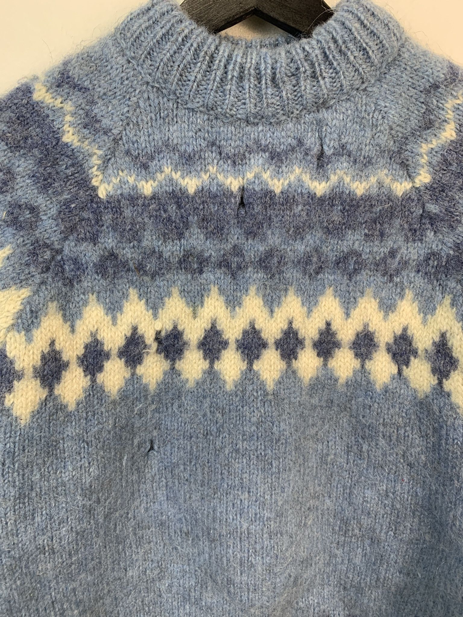 Vintage Vintage Sweater 1990s Knit Blue Ring Neck Wool Mohair Knit Sweater Size S Size US S / EU 44-46 / 1 - 2 Thumbnail