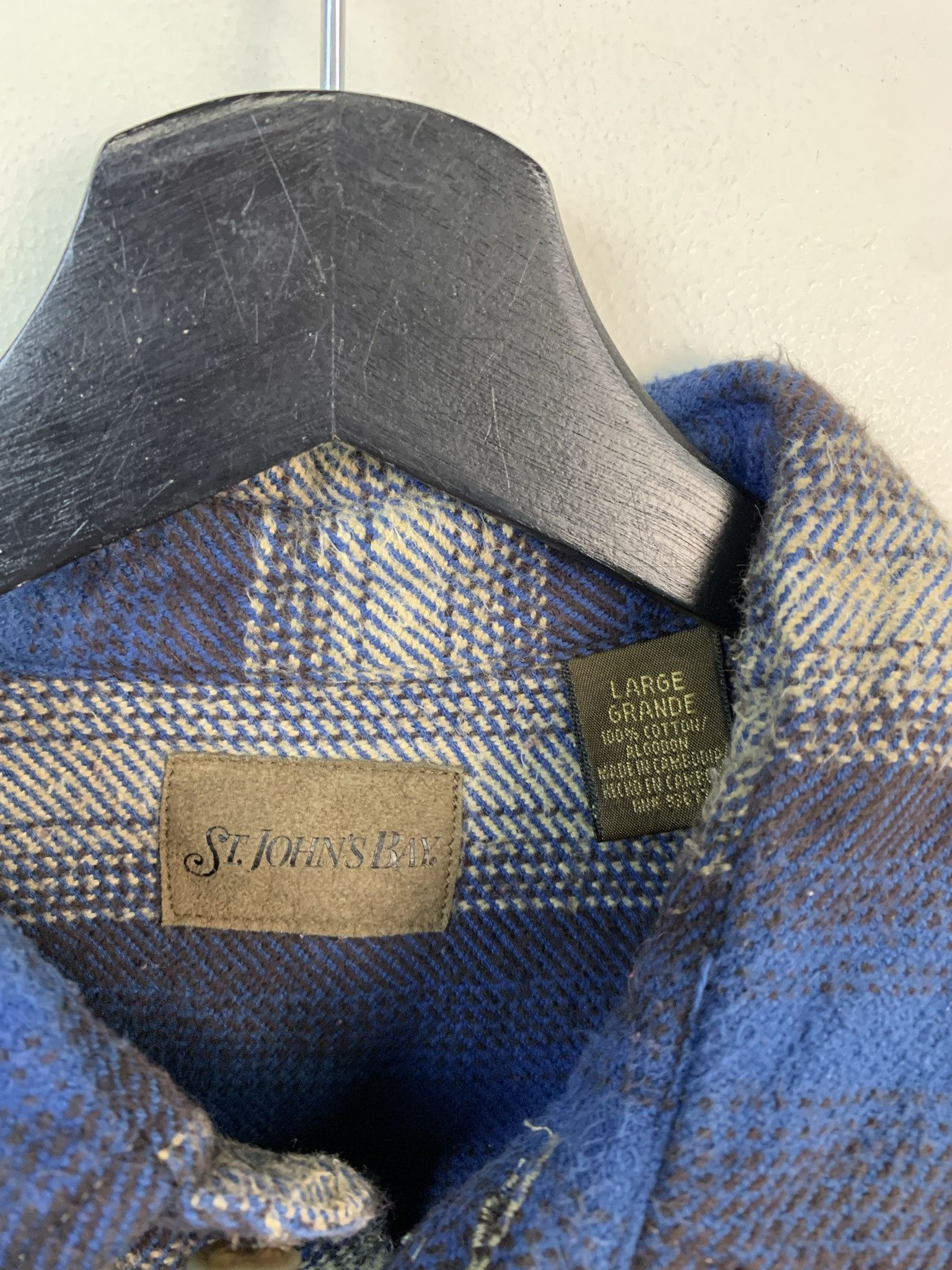 Flannel Vintage Flannel 1990s St Johns Bay Striped Blue Grey Flannel Size L Size US L / EU 52-54 / 3 - 2 Thumbnail