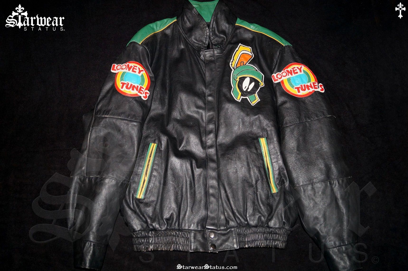 Jeff Hamilton 90s Marvin The Martian Leather Looney Tunes Cartoon Jacket L Grailed