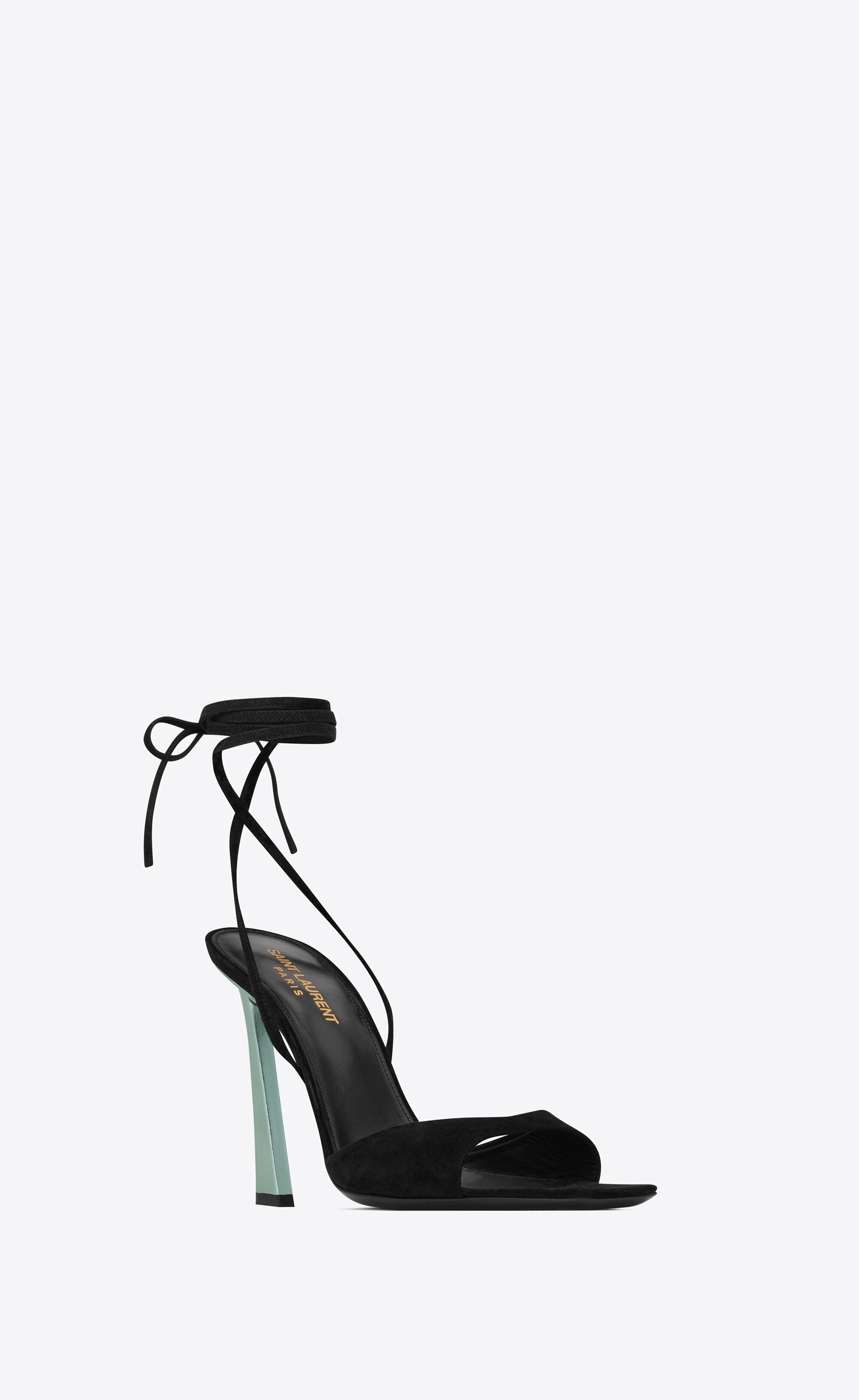 Saint Laurent Paris Paz Sandals in Suede and Metallized Leather Size US 5.5 / IT 35.5 - 3 Thumbnail