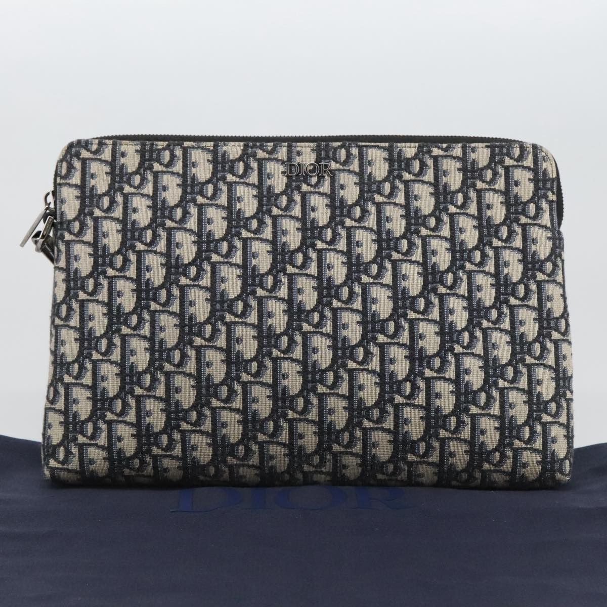 Dior Trotter Navy Canvas Clutch Bag (Pre-Owned) Size ONE SIZE - 11 Thumbnail