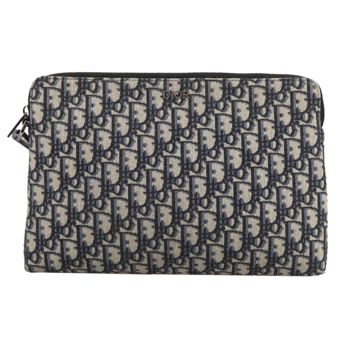 Dior Trotter Navy Canvas Clutch Bag (Pre-Owned) Size ONE SIZE - 12 Thumbnail