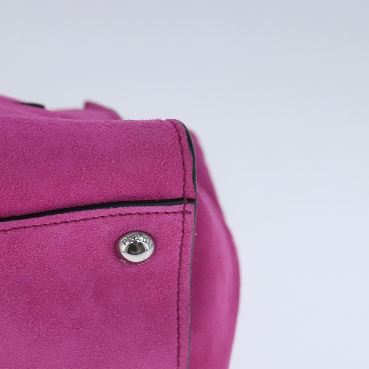 Prada Twin Pocket Pink Suede Handbag (Pre-Owned) Size ONE SIZE - 10 Thumbnail