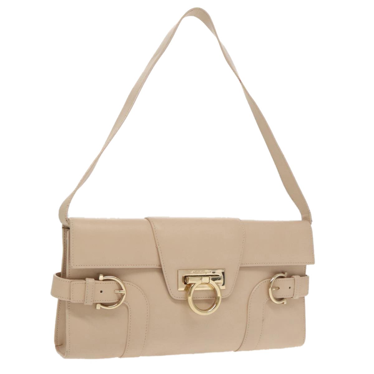 Salvatore Ferragamo Gancini Beige Leather Shoulder Bag (Pre-Owned) Size ONE SIZE - 16 Thumbnail