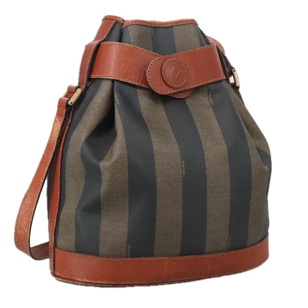 Fendi Pequin Brown Canvas Shoulder Bag (Pre-Owned) Size ONE SIZE - 17 Thumbnail