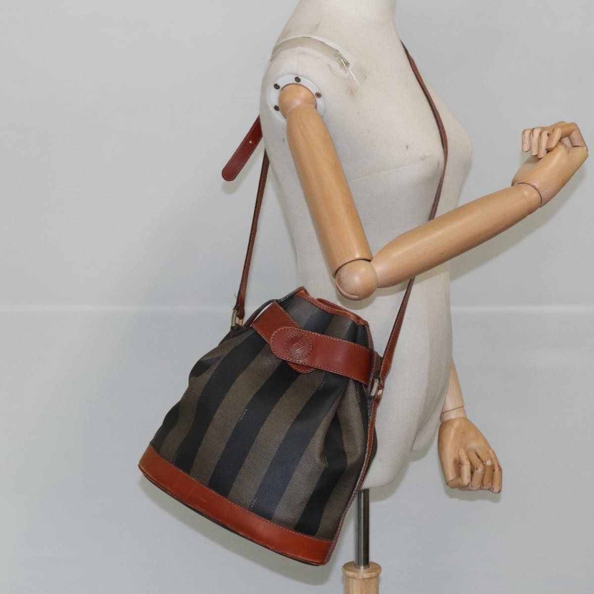 Fendi Pequin Brown Canvas Shoulder Bag (Pre-Owned) Size ONE SIZE - 16 Thumbnail
