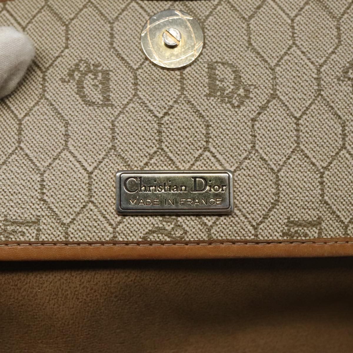Dior Honeycomb Beige Canvas Shoulder Bag (Pre-Owned) Size ONE SIZE - 13 Thumbnail