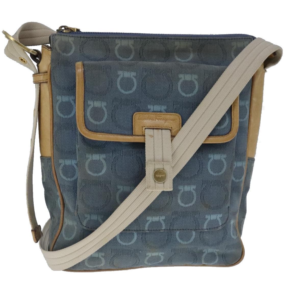 Salvatore Ferragamo Gancini Blue Denim - Jeans Shoulder Bag (Pre-Owned) Size ONE SIZE - 15 Thumbnail