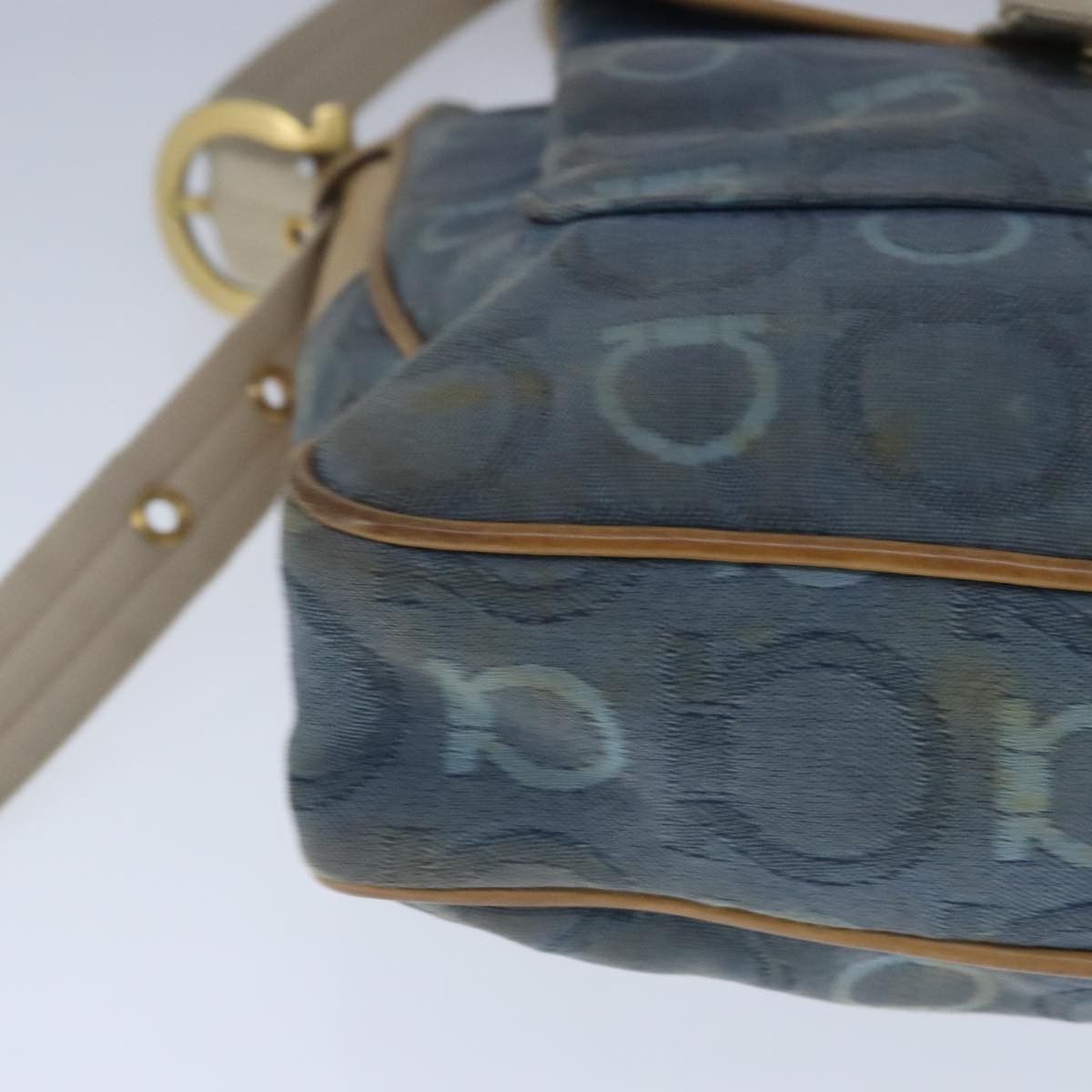 Salvatore Ferragamo Gancini Blue Denim - Jeans Shoulder Bag (Pre-Owned) Size ONE SIZE - 7 Thumbnail