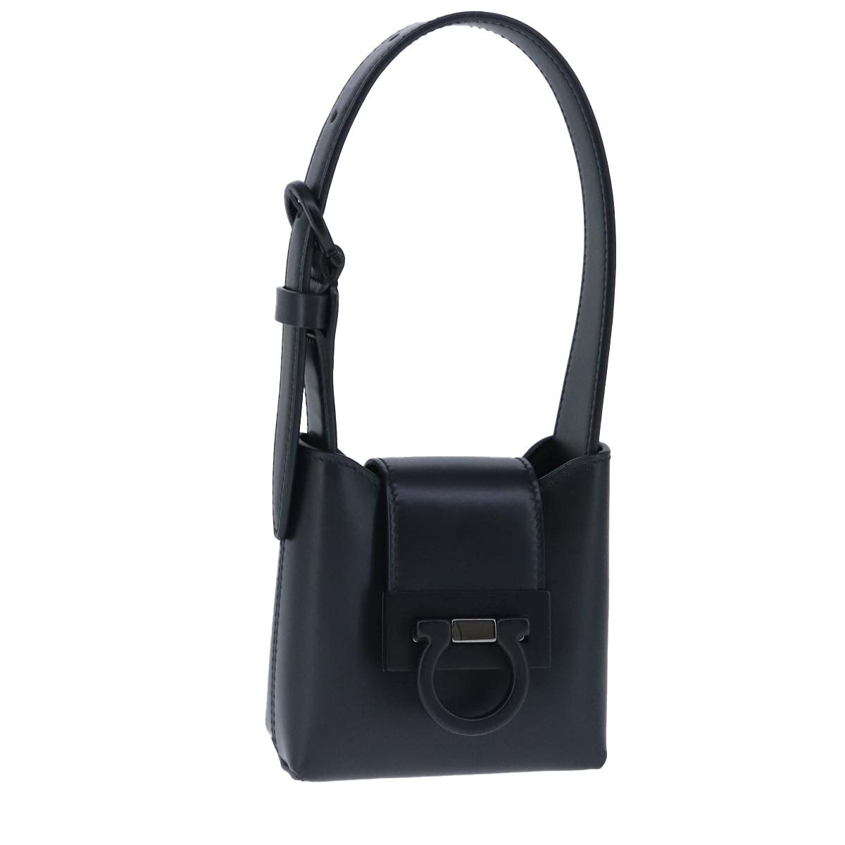 Salvatore Ferragamo Gancini Black Leather Handbag (Pre-Owned) Size ONE SIZE - 13 Thumbnail