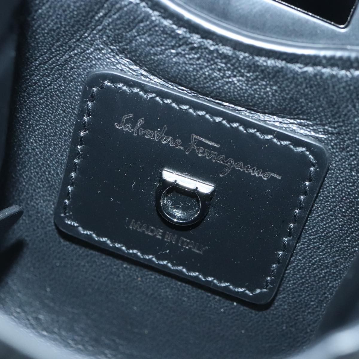 Salvatore Ferragamo Gancini Black Leather Handbag (Pre-Owned) Size ONE SIZE - 9 Thumbnail