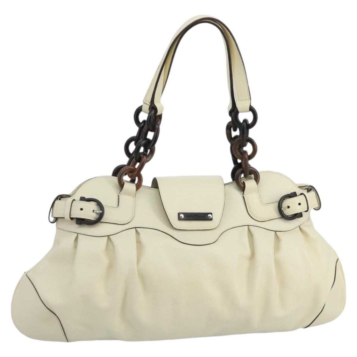 Salvatore Ferragamo White Leather Shoulder Bag (Pre-Owned) Size ONE SIZE - 16 Thumbnail