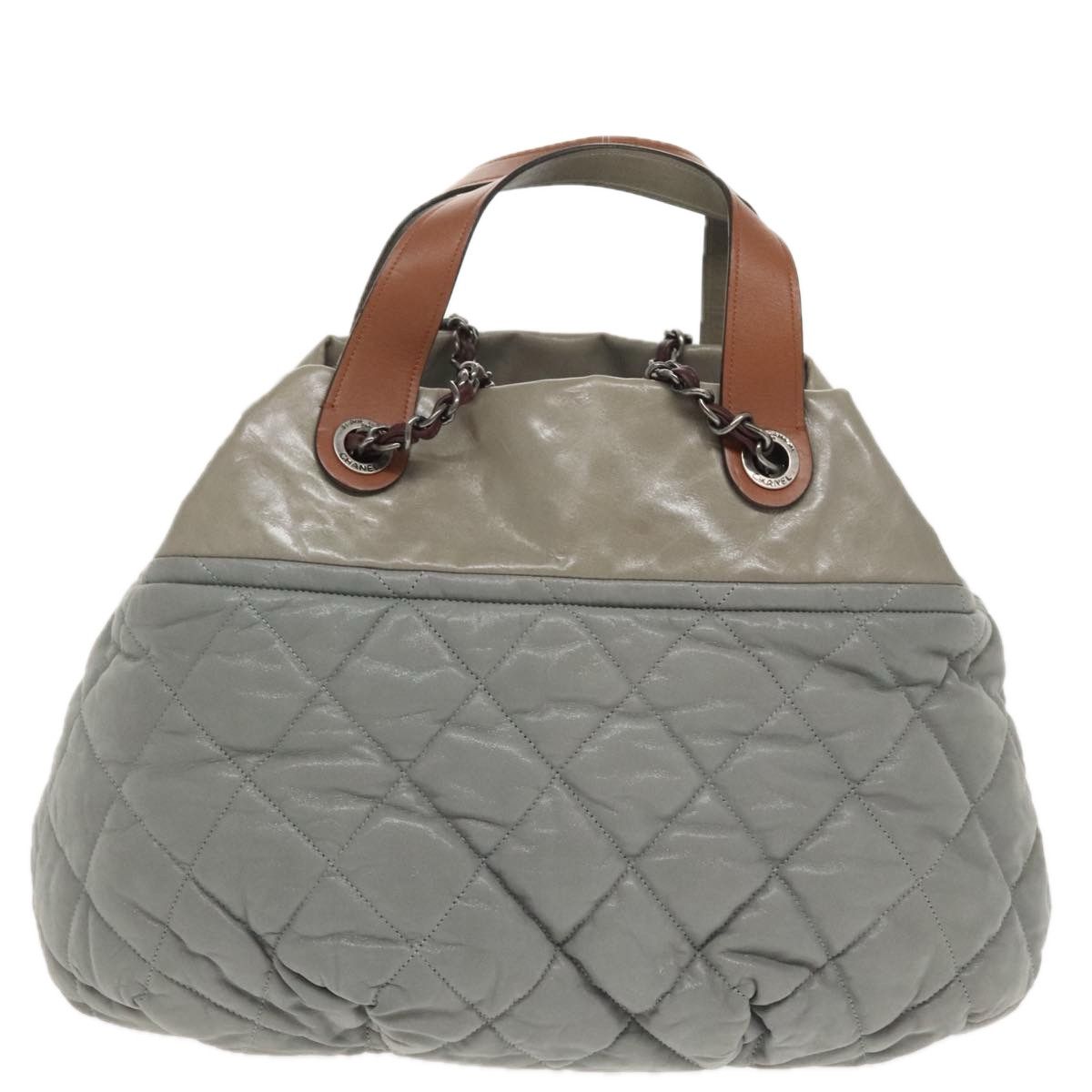 Chanel Quilted Grey Leather Handbag (Pre-Owned) Size ONE SIZE - 2 Thumbnail