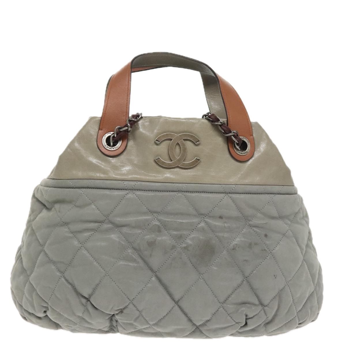 Chanel Quilted Grey Leather Handbag (Pre-Owned) Size ONE SIZE - 15 Thumbnail
