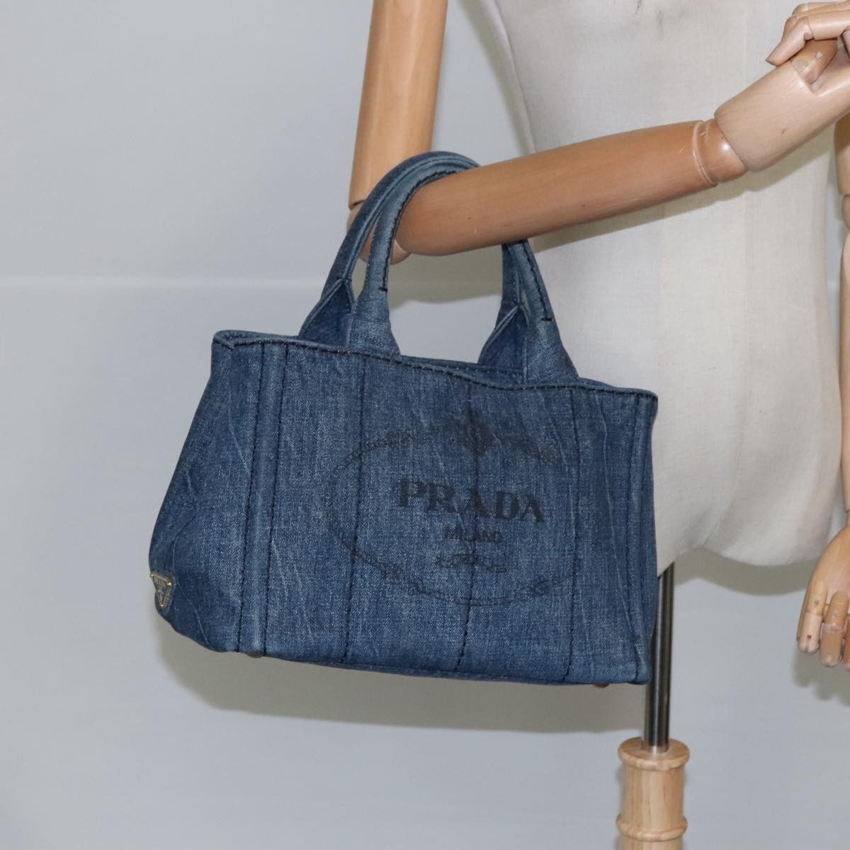 Prada Canapa Blue Denim - Jeans Tote Bag (Pre-Owned) Size ONE SIZE - 11 Thumbnail