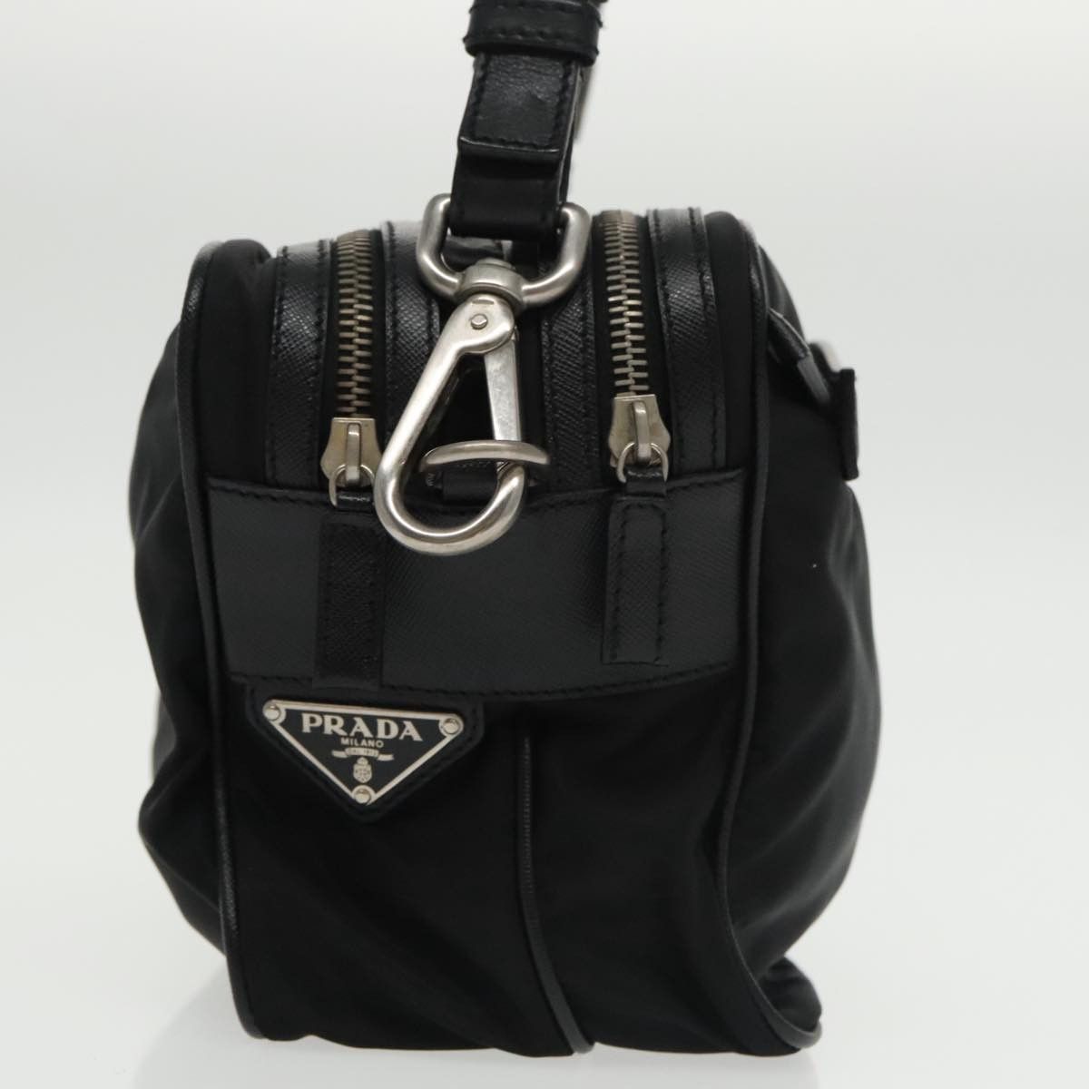 Prada Triangle Logo Black Synthetic Shoulder Bag (Pre-Owned) Size ONE SIZE - 4 Thumbnail