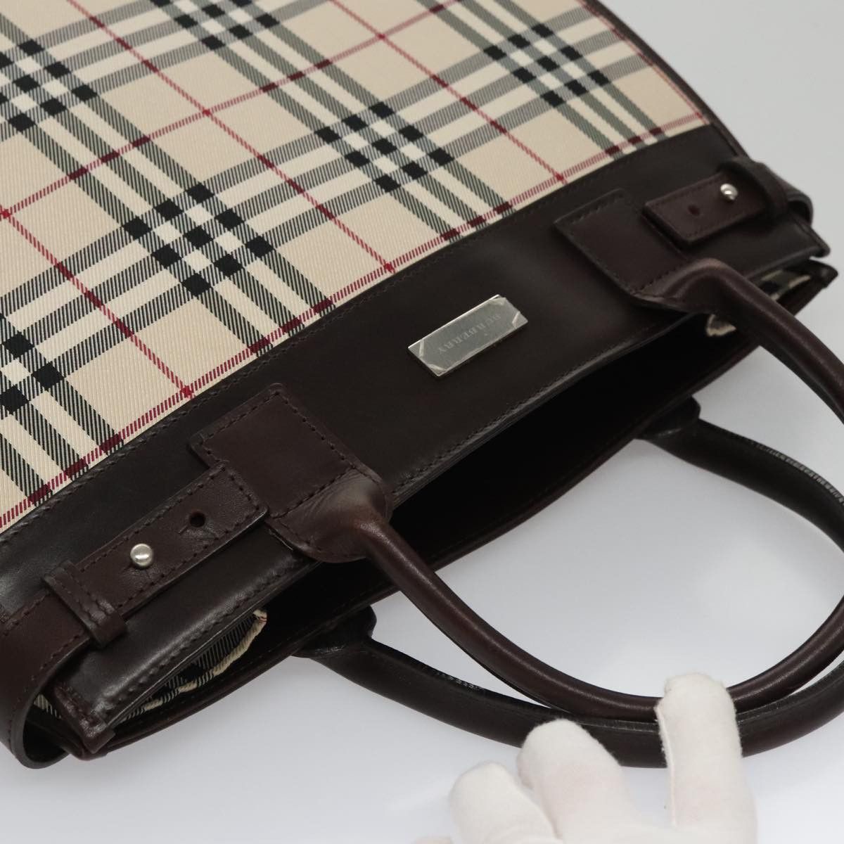 Burberry Nova Check Beige Canvas Handbag (Pre-Owned) Size ONE SIZE - 5 Thumbnail
