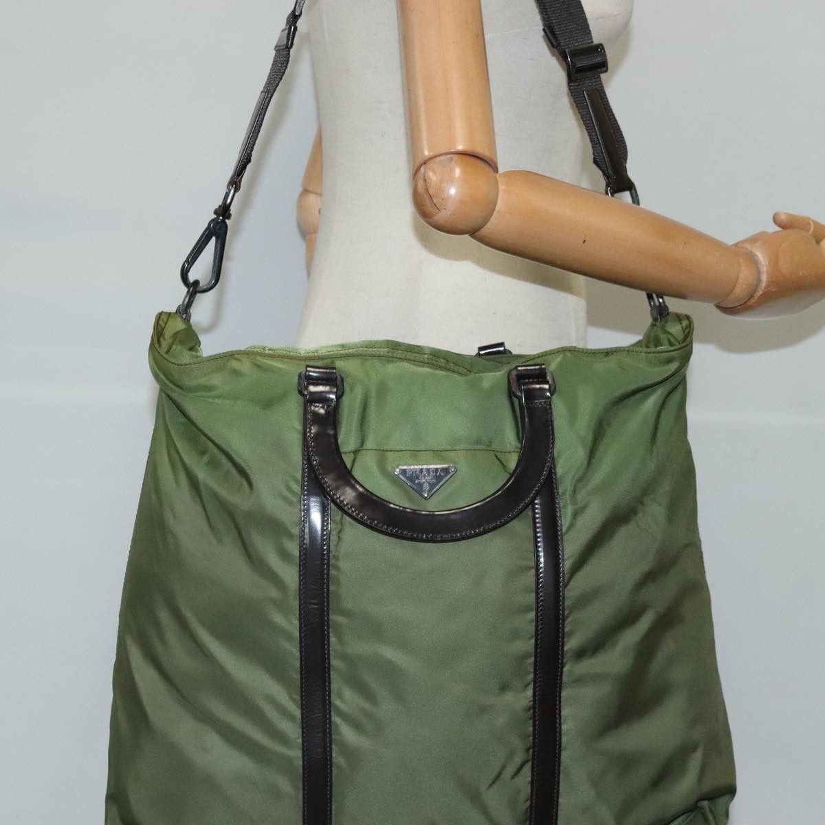 Prada Tessuto Green Synthetic Handbag (Pre-Owned) Size ONE SIZE - 12 Thumbnail