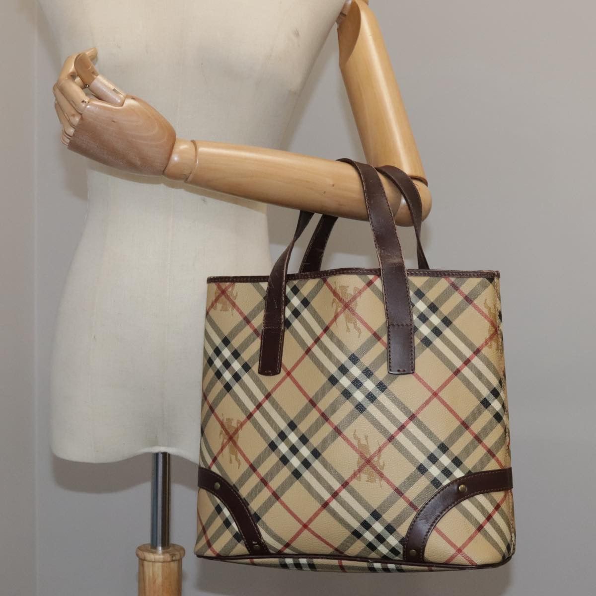 Burberry Nova Check Beige Canvas Handbag (Pre-Owned) Size ONE SIZE - 11 Thumbnail