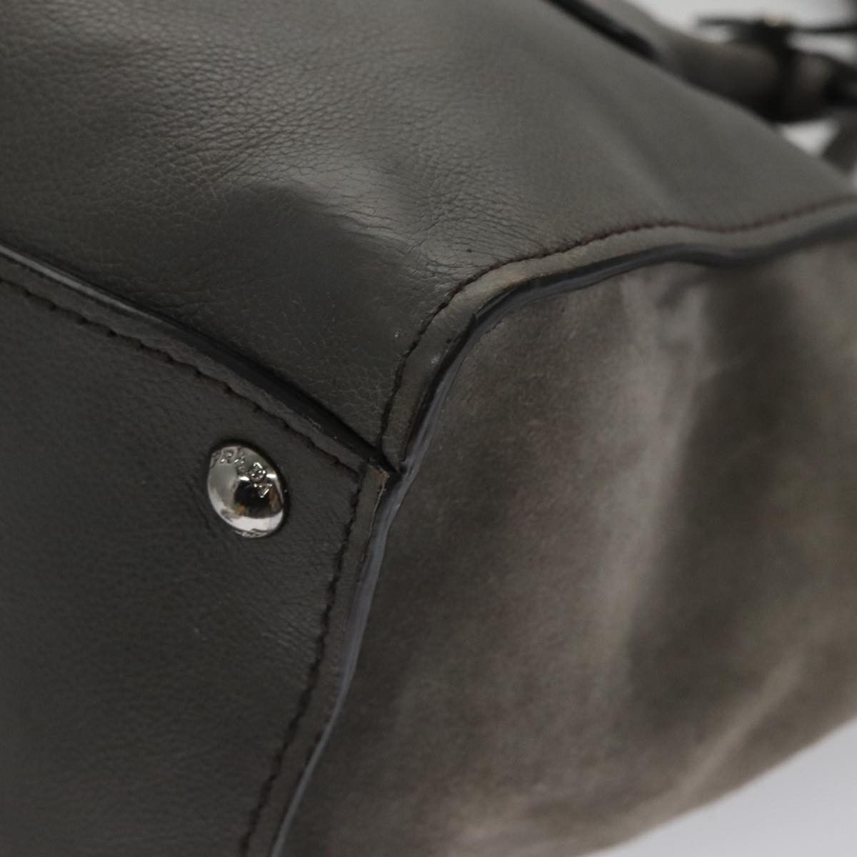 Prada Twin Zip Grey Suede Handbag (Pre-Owned) Size ONE SIZE - 8 Thumbnail