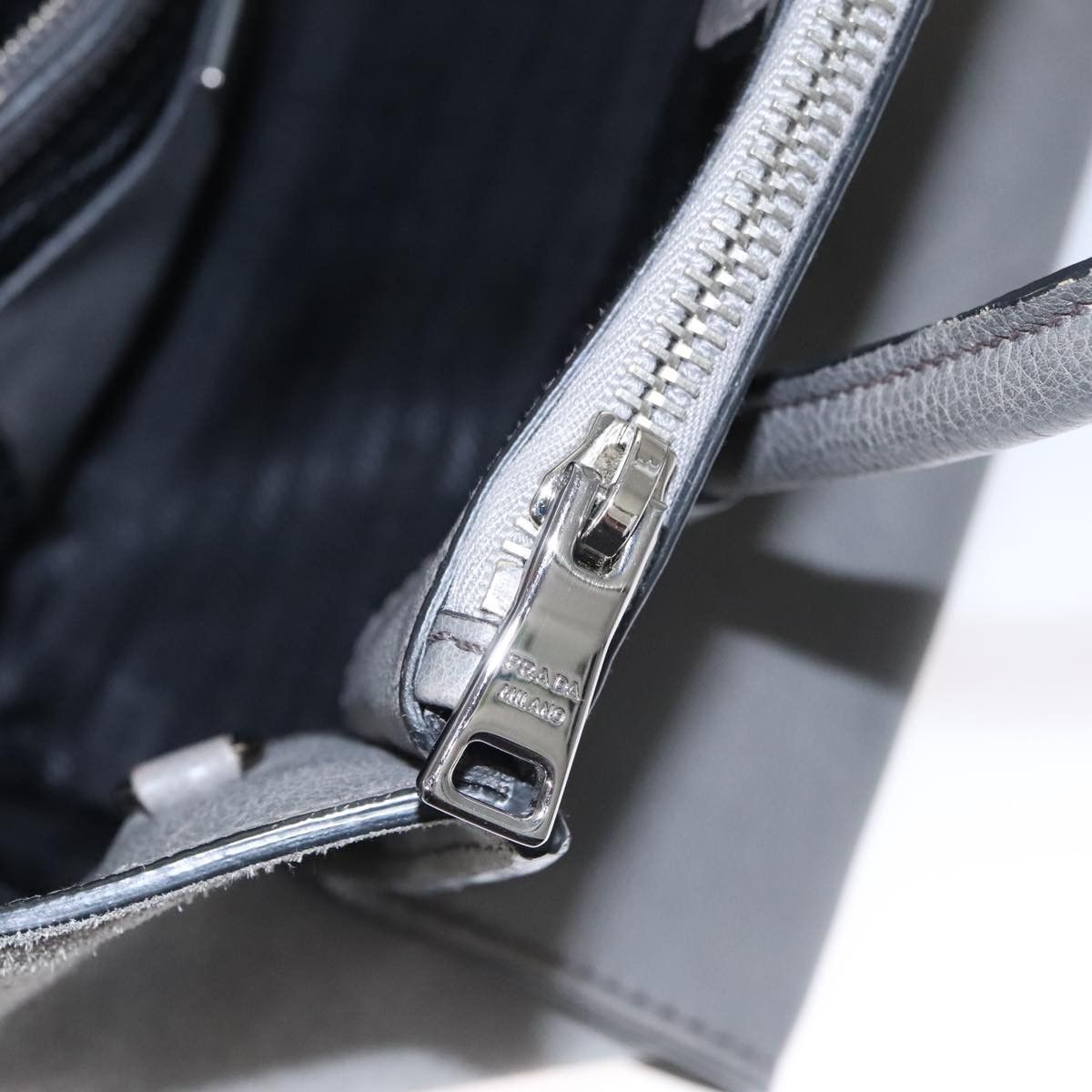 Prada Twin Zip Grey Suede Handbag (Pre-Owned) Size ONE SIZE - 12 Thumbnail