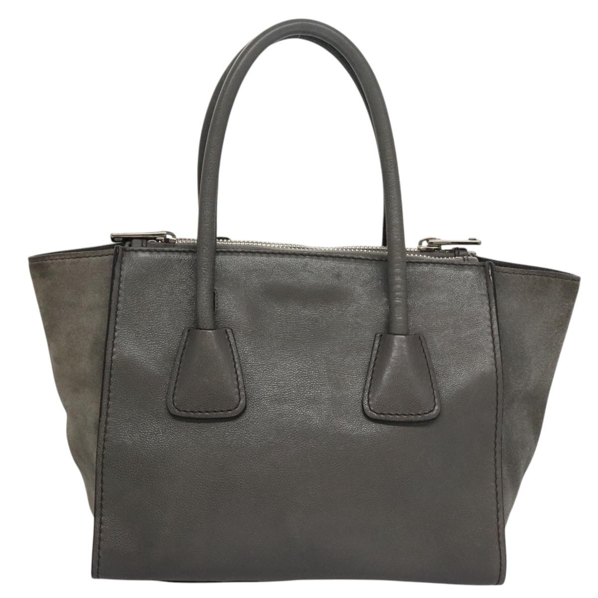 Prada Twin Zip Grey Suede Handbag (Pre-Owned) Size ONE SIZE - 2 Thumbnail