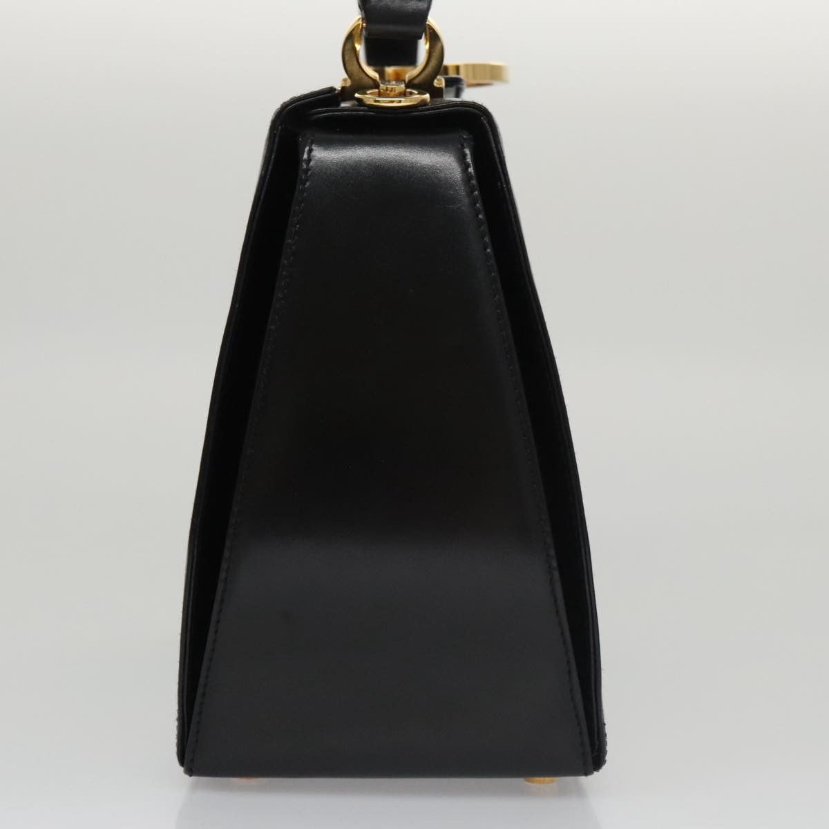 Salvatore Ferragamo Gancini Black Leather Handbag (Pre-Owned) Size ONE SIZE - 4 Thumbnail