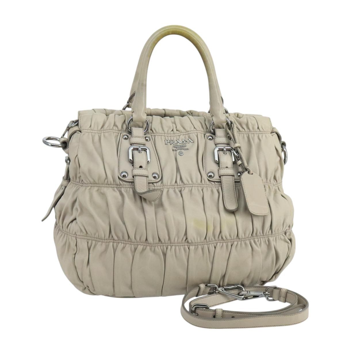 Prada Nappa Gauffré Beige Leather Handbag (Pre-Owned) Size ONE SIZE - 16 Thumbnail