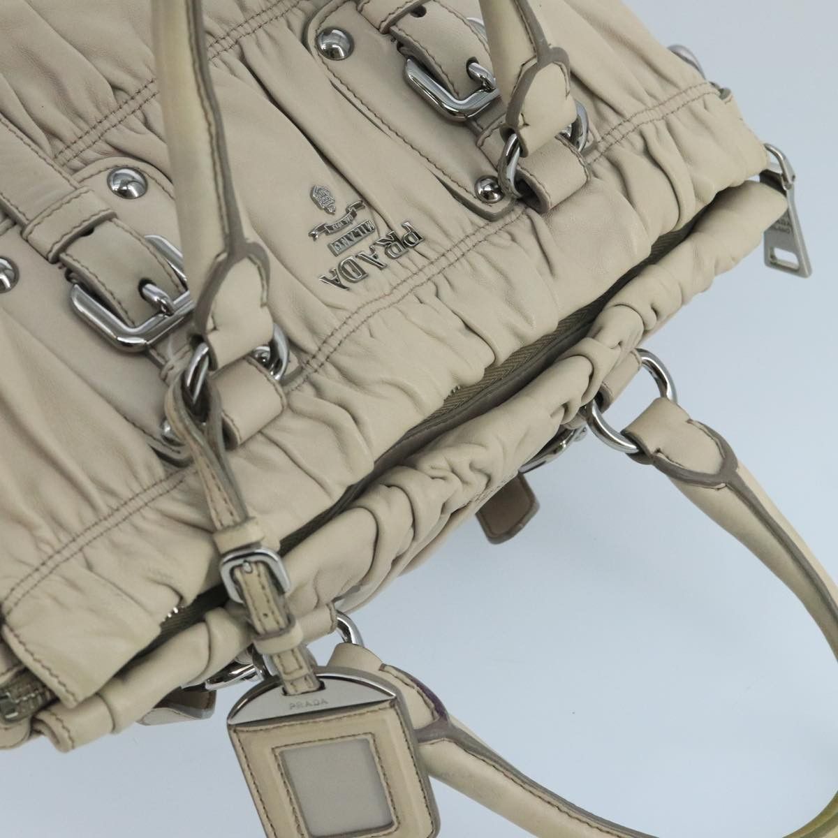 Prada Nappa Gauffré Beige Leather Handbag (Pre-Owned) Size ONE SIZE - 12 Thumbnail