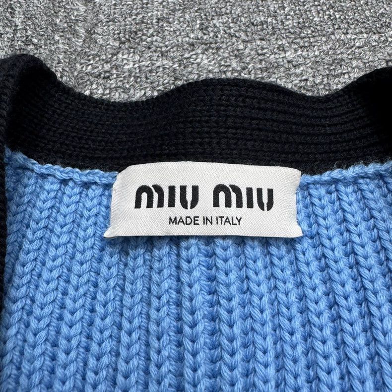 Miu Miu MiuMiu V-neck blue preppy cardigan-zp Size US L / EU 52-54 / 3 - 4 Thumbnail