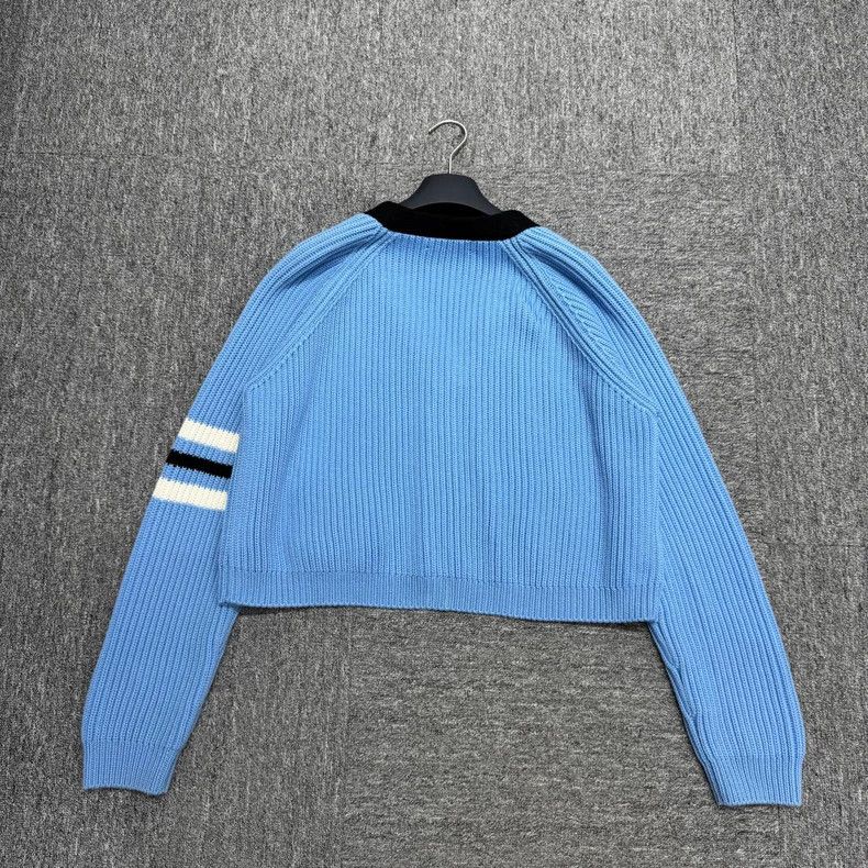 Miu Miu MiuMiu V-neck blue preppy cardigan-zp Size US L / EU 52-54 / 3 - 3 Thumbnail