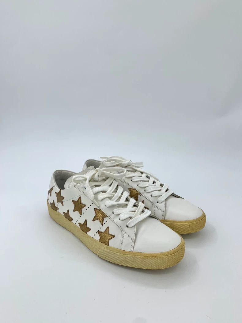 Saint Laurent Paris Saint Laurent Paris Saint Laurent Size 40 White Star Round Toe Laced Casual Loafers Size US 7 / EU 40 - 2 Thumbnail