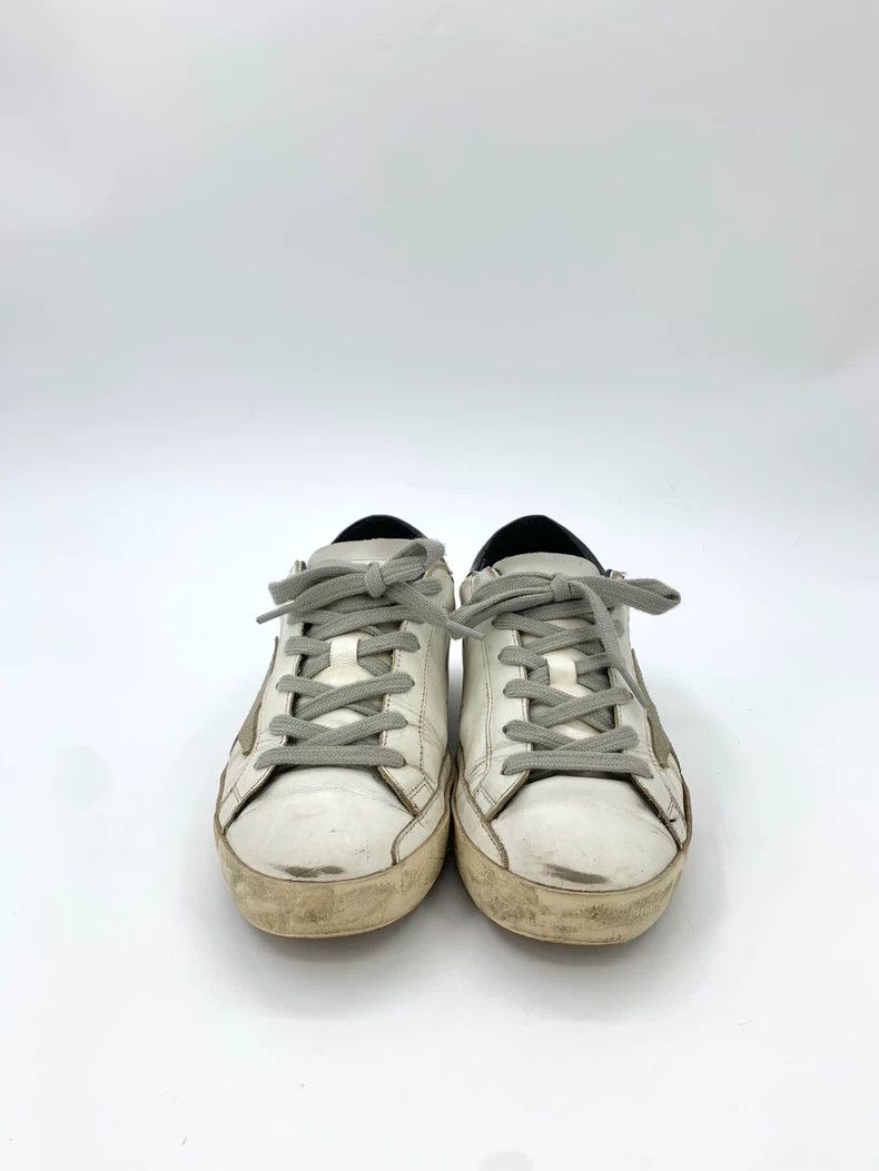 Golden Goose Golden Goose GGDB White dirty sneakers with metallic lettering lace-up leather casual sneakers, size 37 Size US 6 / IT 36 - 3 Thumbnail