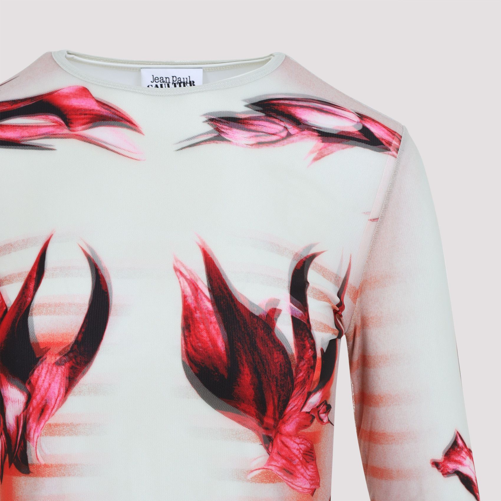 Jean Paul Gaultier Layered Long Sleeves Top Printed Flower Body Morphing  Mariniere