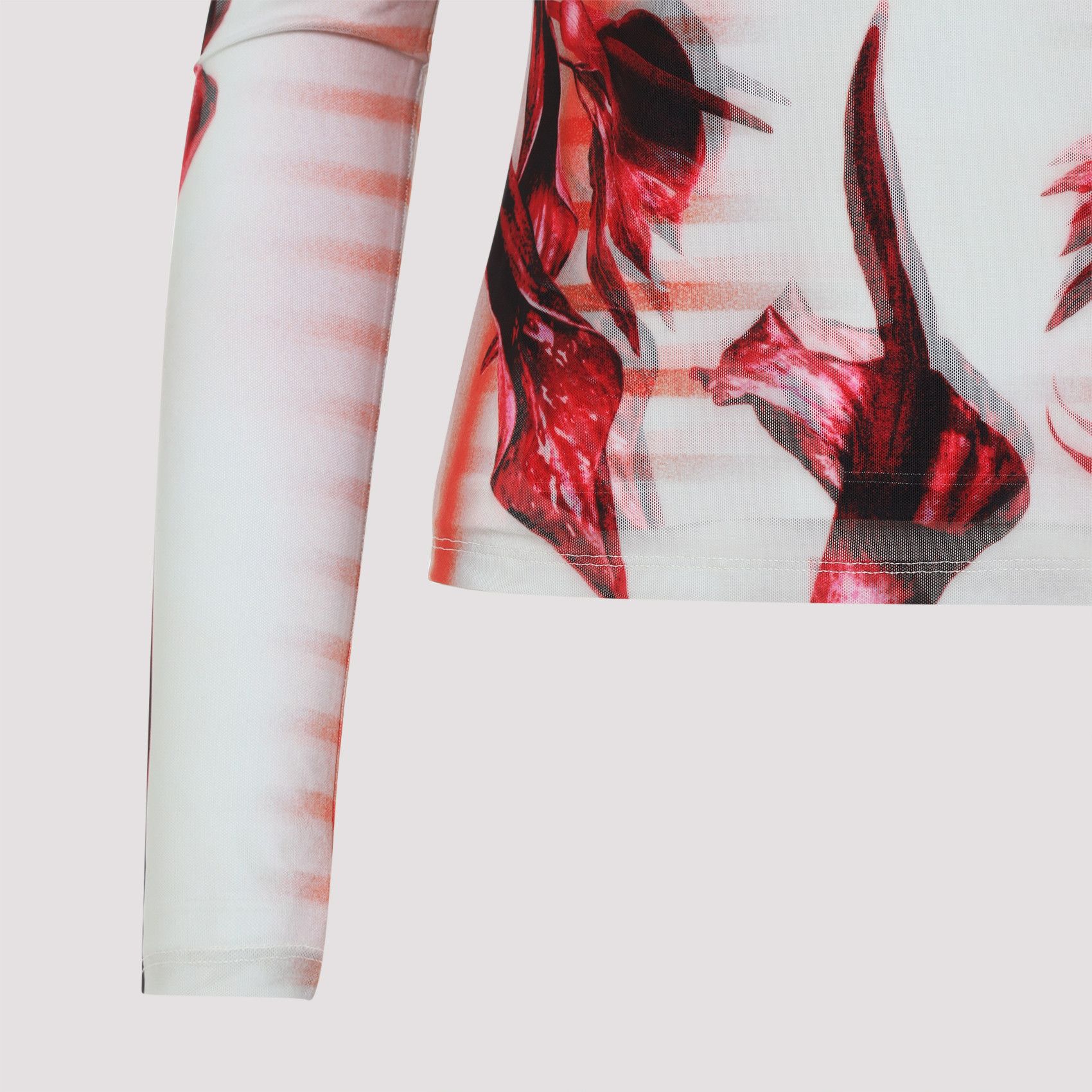Jean Paul Gaultier Jean Paul Gaultier Layered Long Sleeves Top Printed "Flower Body Morphing Mariniere" Size XS / US 0-2 / IT 36-38 - 4 Thumbnail