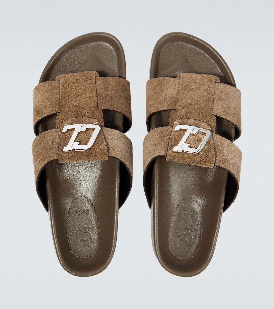 Christian Louboutin Dhabubizz Suede Sandals Brown Size US 9.5 / EU 42-43 - 4 Thumbnail