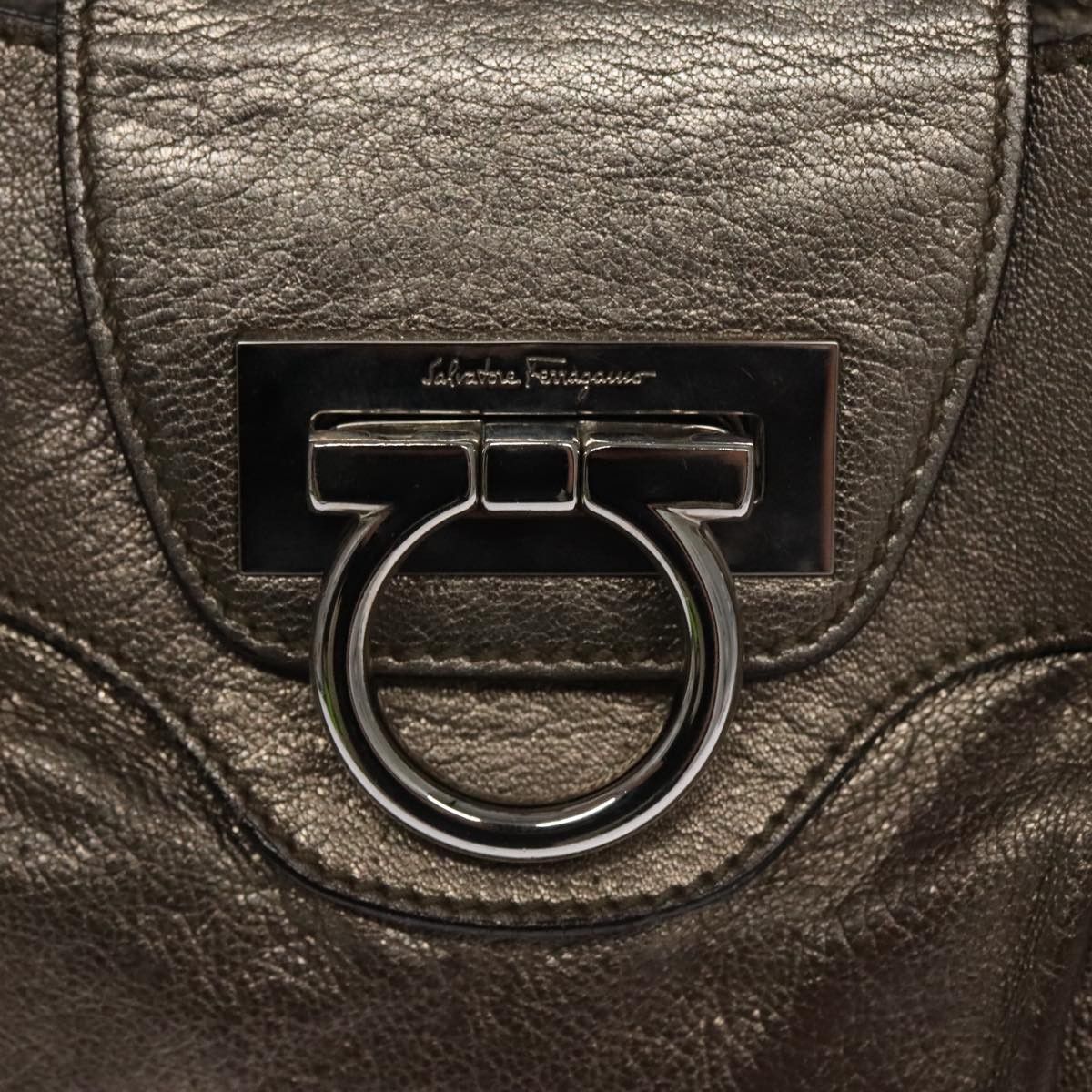Salvatore Ferragamo Gancini Gold Leather Handbag (Pre-Owned) Size ONE SIZE - 12 Thumbnail