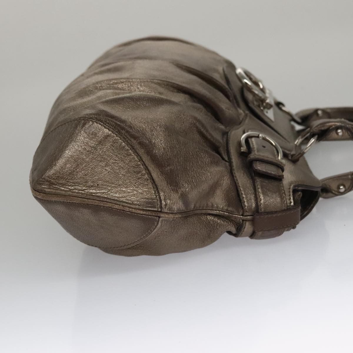 Salvatore Ferragamo Gancini Gold Leather Handbag (Pre-Owned) Size ONE SIZE - 3 Thumbnail