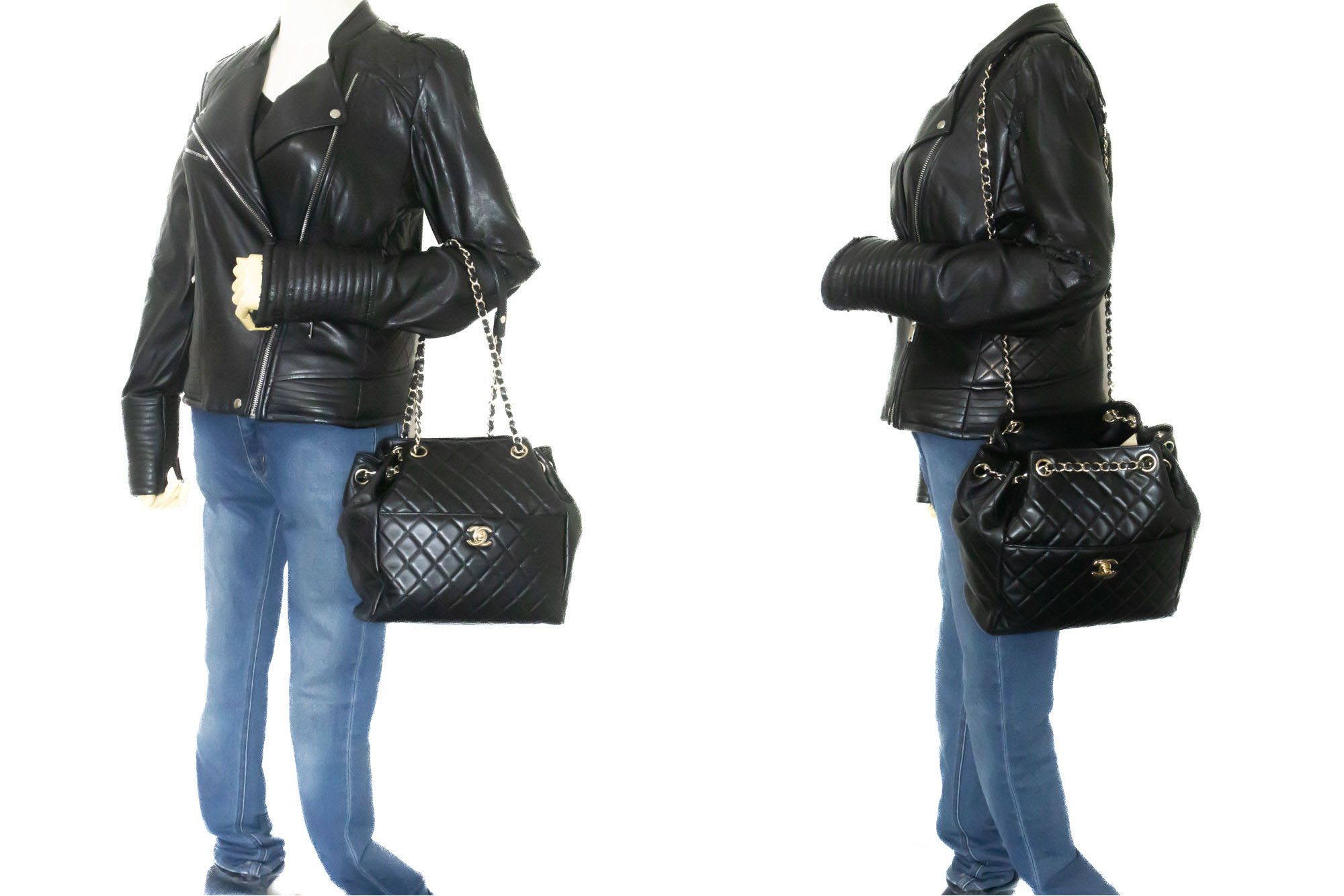 Chanel Drawstring Black Leather Shoulder Bag (Pre-Owned) Size ONE SIZE - 12 Thumbnail