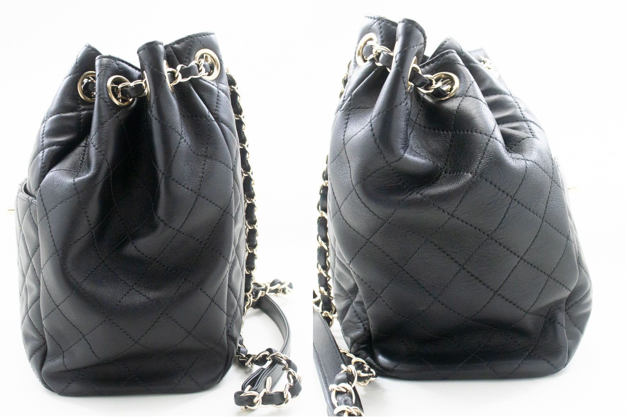Chanel Drawstring Black Leather Shoulder Bag (Pre-Owned) Size ONE SIZE - 4 Thumbnail