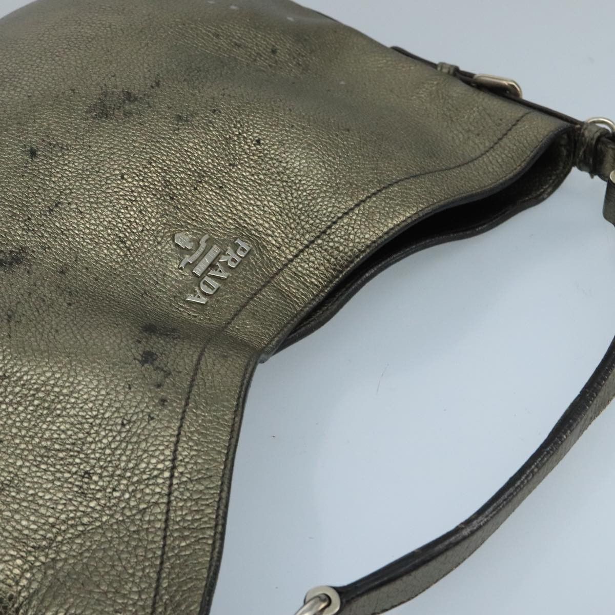 Prada Hobo Gold Leather Shoulder Bag (Pre-Owned) Size ONE SIZE - 12 Thumbnail