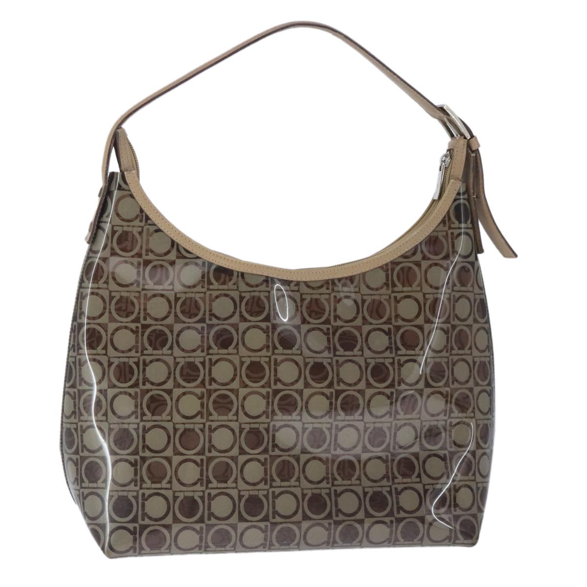 Salvatore Ferragamo Gancini Brown Vinyl Shoulder Bag (Pre-Owned) Size ONE SIZE - 14 Thumbnail