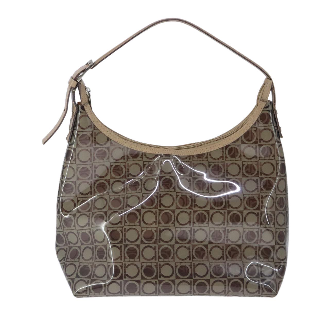 Salvatore Ferragamo Gancini Brown Vinyl Shoulder Bag (Pre-Owned) Size ONE SIZE - 2 Thumbnail